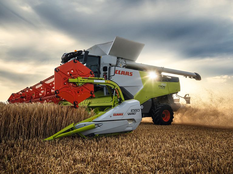 429826_27 TRION 750 TERRA TRAC med VARIO 1080 under innhøsting av bygg.